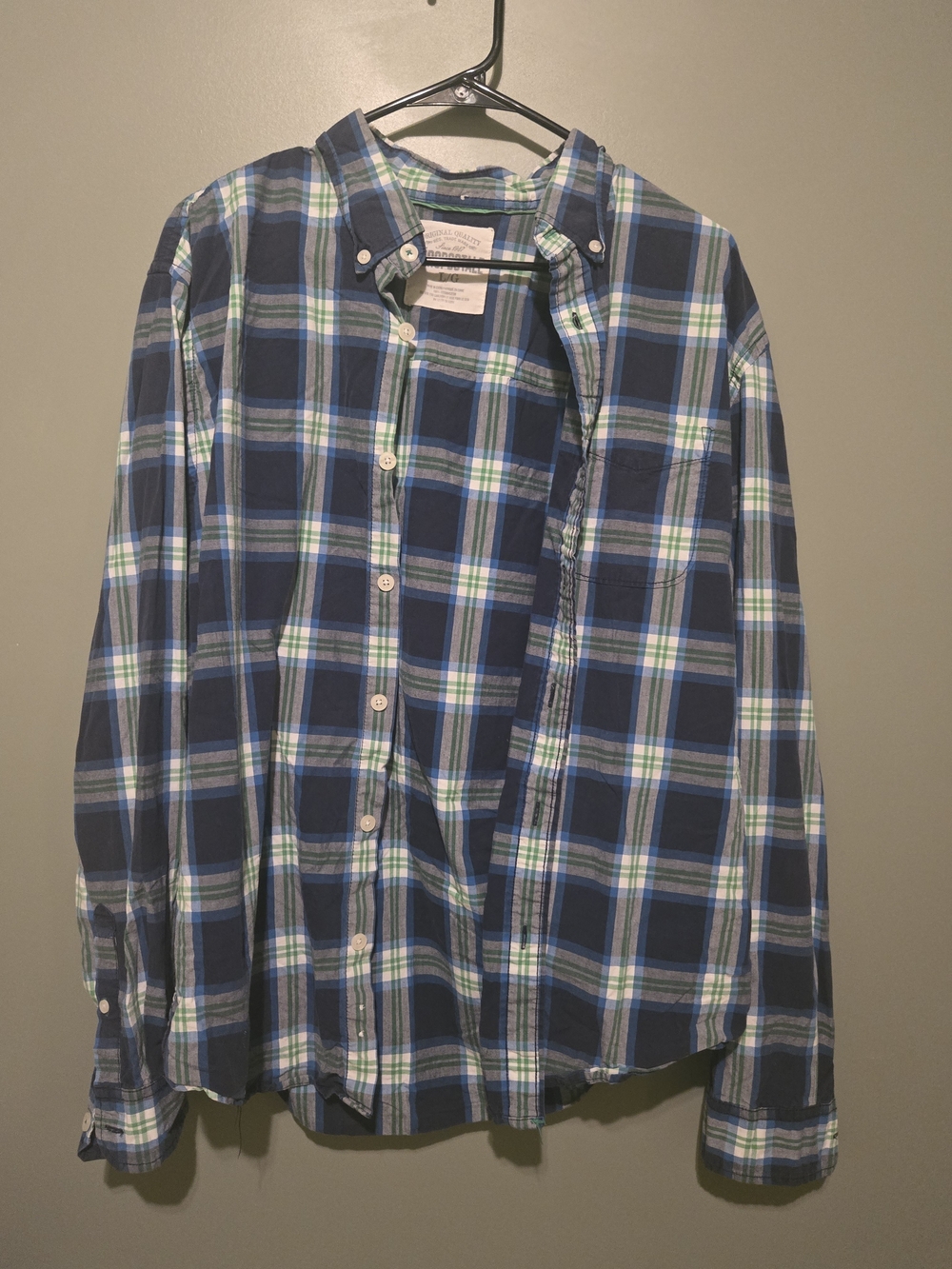Aeropostale Navy and Light Blue Plaid Button-Down Shirt